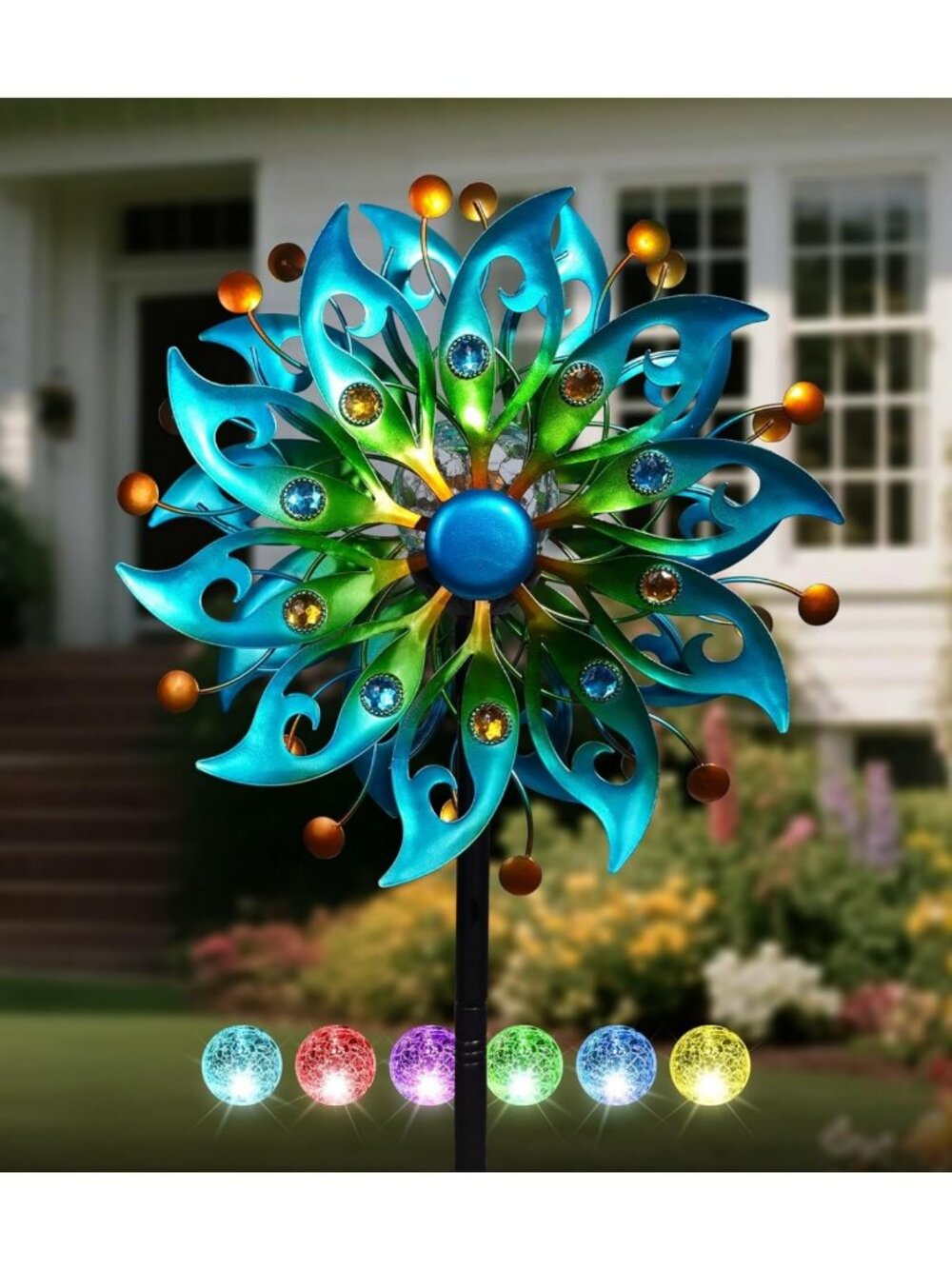 Handcrafted Solar Wind Spinner for Outdoor Decor | Weather-Resistant
